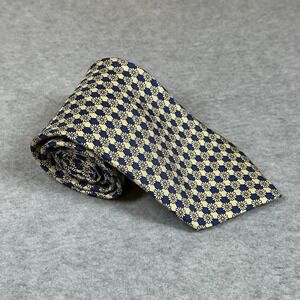 Vintage Marks & Spencer Mens Tie Navy Yellow Daisy‎ Print Geometric Made In UK